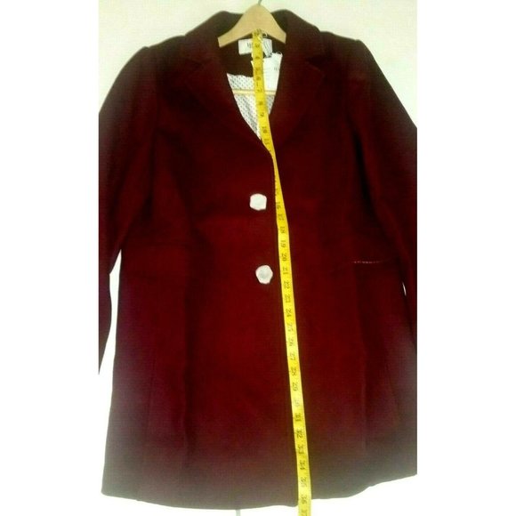 HAUTE Women's Burgundy Single Breasted Wool Blend - Picture 4 of 5